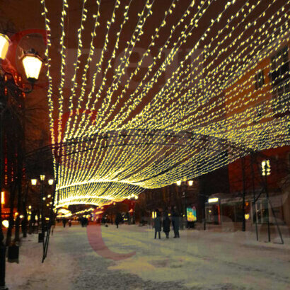 Навес из гирлянд "Звездное небо" Золотистое